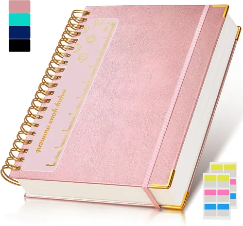 Vista 9 de Cuaderno Diario de Espiral 8.5" x 11", 300 Páginas de Tapa Dura con Forro de Cuero para Mujeres y Hombres, Cuadernos A4 Grandes con Rayas