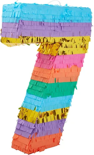 Vista 8 de BLUE PANDA Piñata arcoíris número 0 diseño de mariposa – 11.4 x 16.5 x 3 pulgadas, multicolor – Construcción de papel corrugado fácil de rellenar
