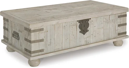 Vista 11 de Signature Design by Ashley Carynhurst Farmhouse - Mesa auxiliar rectangular con estante inferior, 2 tomas eléctricas y 2 puertos USB, madera, 24