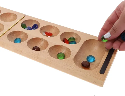 Vista 2 de WE Games Juego de mesa plegable de madera maciza Mancala - 18 pulgadas, juegos divertidos para la noche de juegos familiares, juegos familiares