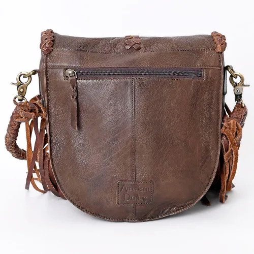 Vista 4 de American Darling ADBGM262A Messenger Bolso de cuero genuino para mujer, bolso occidental, Marrón