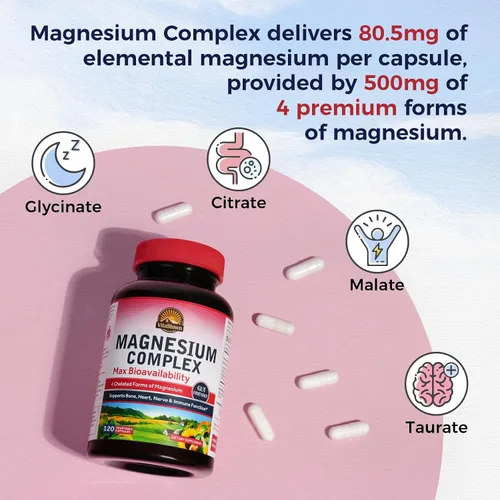 Vista 5 de Vitalitown Suplemento Complejo de Magnesio 500mg y Complejo de Vitamina C 1000mg