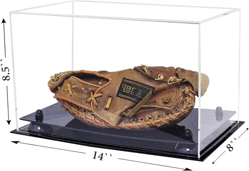 Vista 2 de Better Display Cases Vitrina de guantes de béisbol de acrílico transparente con elevadores negros (A011/V16)