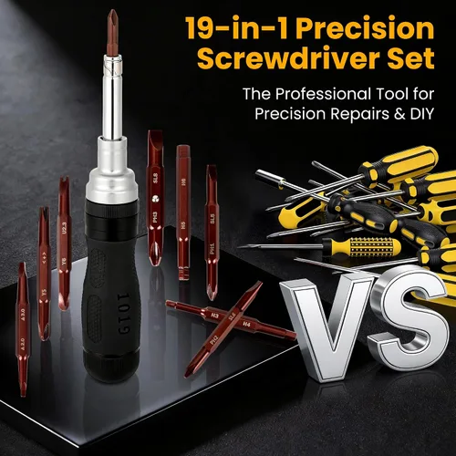 Vista 7 de 19-in-1 Ratcheting Multi-Bit Screwdriver Set, Magnetic Tip Screwdriver with Double-End Bits Storage, All-in-One Screwdriver Kit for Home Repair