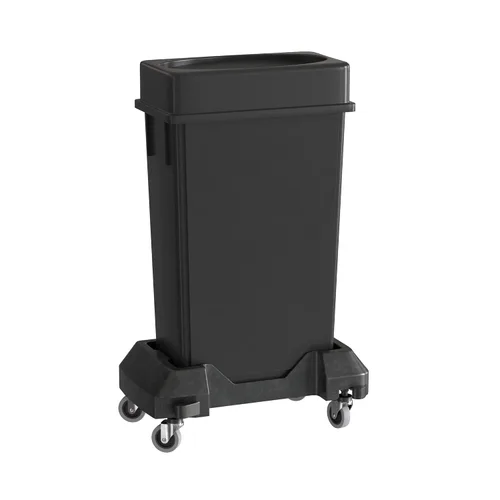 Vista 54 de Bote de basura Slim Jim negro de 23 galones con carrito