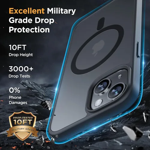 Vista 6 de Miracase - Funda magnética para iPhone 13 de 6.1 pulgadas (compatible con MagSafe) (con 2 protectores de pantalla), protección de grado militar