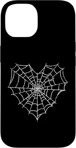 Vista 4 de iPhone 16 Halloween Spider Web Disfraz lindo corazón araña funda
