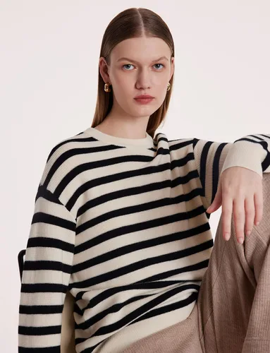 Vista 3 de GOELIA Machine Washable Womens Striped Sweater, Long Sleeve Knit Crewneck Merino Wool Pullover Sweater
