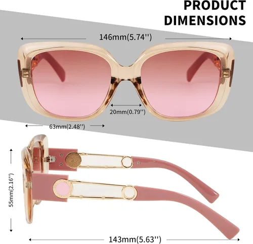 Vista 4 de Karsaer Vision - Gafas de sol cuadradas vintage de moda para mujer con estilo inspirado en la conducción