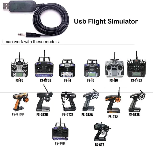 Vista 2 de Flysky Flight Simulator SM100 RC Simulador de vuelo Simulador Cable i6 i4 TH9X T6 T4B GT3 GT2 Adaptador de control remoto