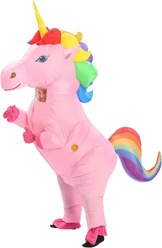 Vista 2 de JYZCOS Adult Size Unicorn Inflatable Costume for Halloween Party Full Body Unisex Blowup Suit