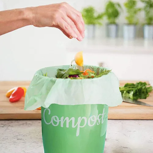 Vista 6 de Bolsas de compostaje 100% para encimera de cocina, contenedor de compostaje – 1, 1.2, 1.3, 1.5 galones, desechos de alimentos de cocina, bolsas