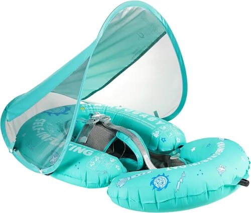 Vista 20 de Mambobaby Float Add Tail Flotador de natación para bebé/bebé con toldo, no inflable, sólido, mejorado, suave, impermeable, material de cuero