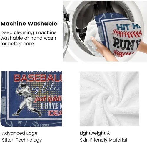 Vista 6 de Regalos de béisbol, regalos de béisbol para niños de 8 a 12 años, manta de béisbol, regalos de entrenador de béisbol, manta de regalo temático
