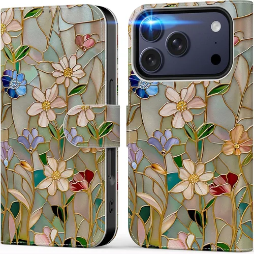 Vista 62 de DEENAKIN Funda tipo cartera para iPhone 15 con tarjetero + clip para efectivo, bloqueo RFID, protección contra caídas de grado militar y obras