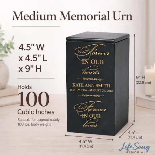 Vista 4 de LifeSong Milestones Urnas para cenizas, urnas masculinas para cenizas humanas, urnas de cremación personalizadas para cenizas humanas adultas, Negro