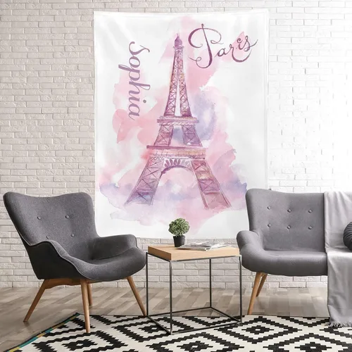 Vista 3 de XOZOTY Manta personalizada con diseño de torre de París en acuarela, para niños, recién nacidos, baby shower, regalo de mascotas, 30 x 40 pulgadas