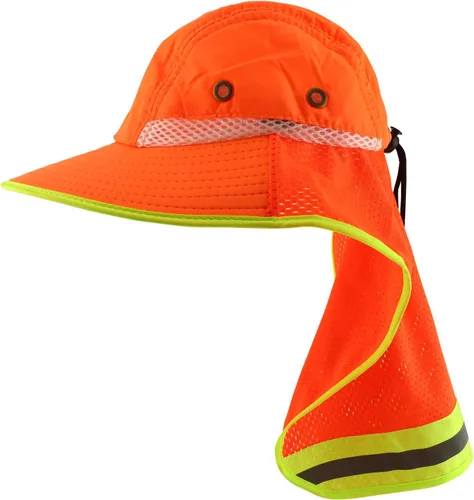 Vista 5 de Trendy Apparel Shop Sombrero Boonie sólido de alta visibilidad con solapa de malla reflectante