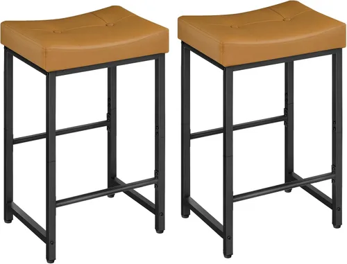 Vista 10 de HOOBRO Taburetes de Bar, Taburetes de Silla de Montar de 25.4", Taburetes con Tapicería de PU, Taburetes de Altura de Mostrador con Reposapiés