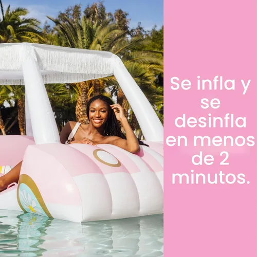 Vista 6 de FUNBOY Giant Inflatable Luxury Golf Cart Pool Float, Two Cup Holders, Removable Fringe Shade, Float for Summer Pool Party and Entertainment Carrito