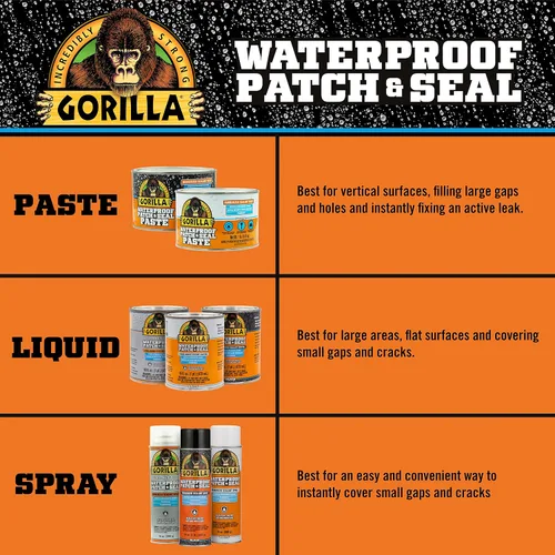 Vista 8 de GORILLA - Pasta selladora de goma impermeable para parche y sellado, negra, lata de 1 libra (paquete de 1)