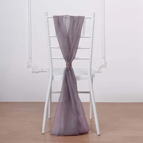 Vista 2 de Efavormart - Paquete de 5 bandas de gasa de alta calidad para silla, 22 x 78 pulgadas, amatista violeta, lazos para silla de diseño transparente