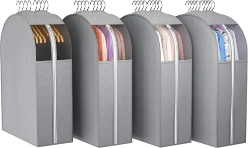 Vista 22 de Liuoud Bolsa Transparente para Colgar Ropa de 10" con Fuelle, Bolsas para Trajes de 32" para Almacenamiento de Closet Abierto, Cubierta de Ropa