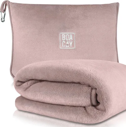 Vista 9 de BOACAY - Manta de viaje suave y cálida para avión y automóvil - Esencial para vuelos largos para mujeres, hombres, niños - Almohada compacta