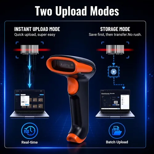 Vista 6 de Tera Escáner de código de barras 2D inalámbrico de mano: BT 2.4G USB 2D sin soporte