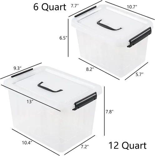 Vista 2 de Ggbin Caja de almacenamiento de plástico transparente con asa, contenedor de almacenamiento con tapa