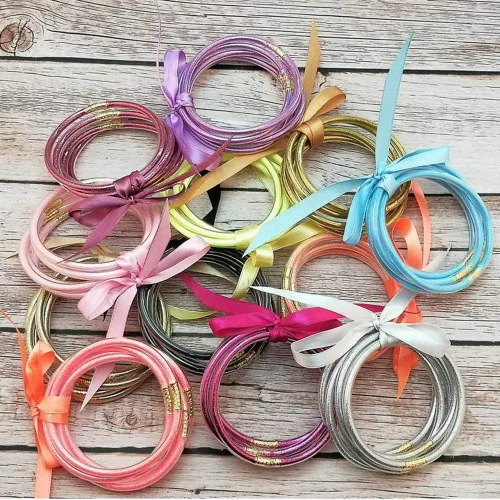 Vista 6 de Pulseras de purpurina con relleno de gelatina, ligeras y lindas pulseras de silicona, los mejores regalos para mujeres y niñas, cumpleaños, día