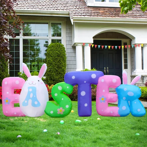 Vista 11 de Decoraciones inflables de Pascua para exteriores de 6 pies, con luces LED integradas, decoración de patio, para fiestas de Pascua, al aire libre