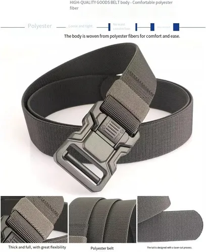 Vista 7 de 1.5 in nuevo doble liberación rápida aleación de aluminio hebilla nylon cinturón táctico hombres
