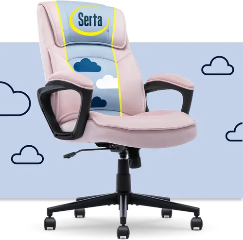 Vista 21 de Serta® Hannah Silla ejecutiva para oficina en casa, ergonómica de respaldo medio con soporte lumbar, cojín de asiento firme, almohadas corporales