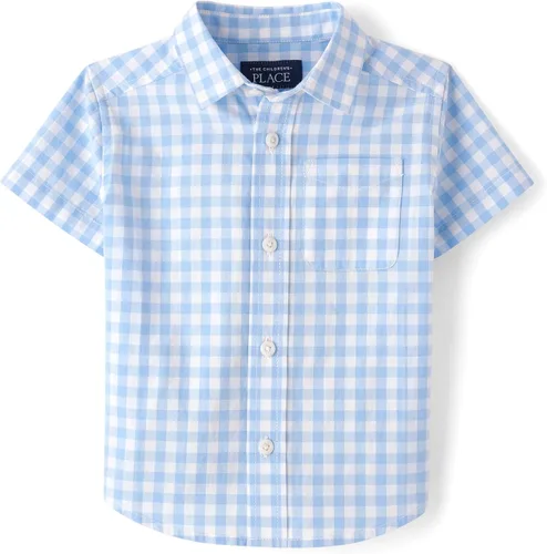 Vista 33 de The Children's Place Baby Boys' and Toddler Poplin Short Sleeve Button Down Shirt (Applemint)