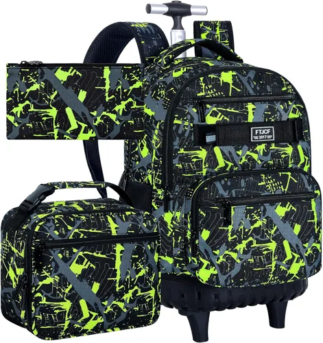 Vista 16 de 3 piezas de mochila rodante para mujeres y hombres, bolsa de 21 pulgadas para adultos con ruedas, juego de mochilas con ruedas para niñas y niños