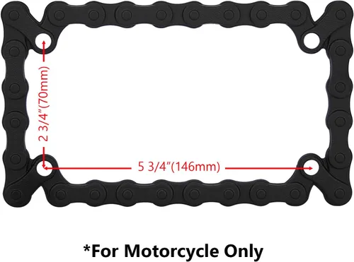 Vista 2 de LPF245-BK 3D estilo cadena de bicicleta Zinc Metal mate negro acabado marco de matrícula de motocicleta