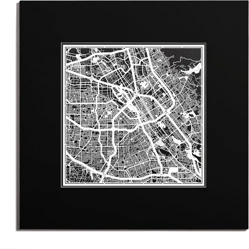 Vista 134 de O3 Design Studio San Diego, CA Paper Cut Map Matted Grey 20x20 in Paper Art