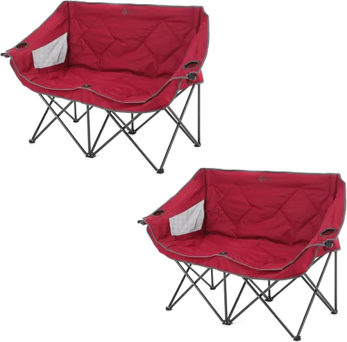 Vista 16 de ARROWHEAD OUTDOOR Silla de camping plegable portátil doble Duo con 2 tazas y soporte para copas de vino, bolsa de transporte, soporta hasta 650