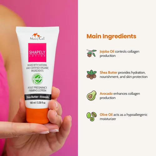 Vista 3 de Mommy Care Shapely Loción reafirmante después del embarazo: aprieta la piel, reduce las estrías y aumenta la elasticidad con manteca de karité