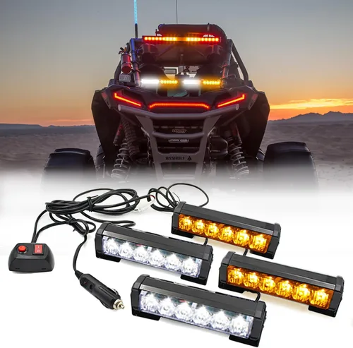 Vista 7 de 2 x 6 LED con 9 modos de advertencia para el tráfico - Luces estroboscópicas impermeables para auto, para interior, techo, salpicaderas, parabrisas