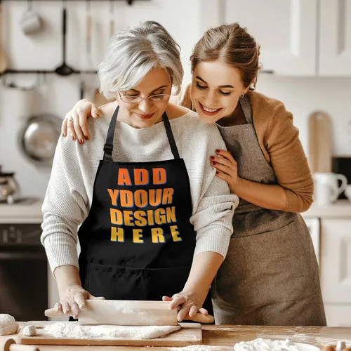 Vista 6 de Apron for Women with 2 Pockets Waterproof Bib for Kitchen Cooking Restaurant BBQ Painting Crafting Salon Nails