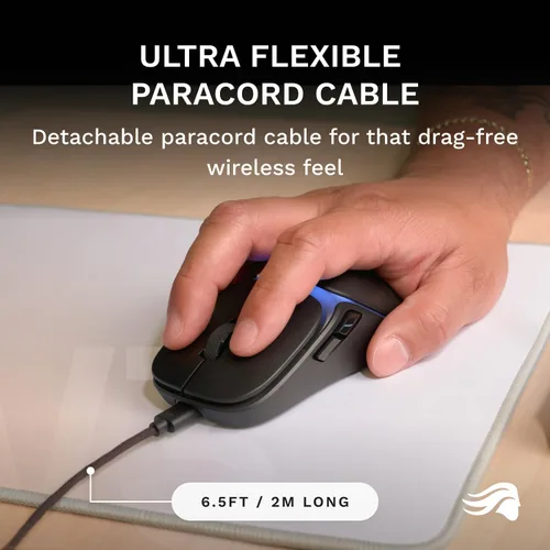 Vista 6 de GLORIOUS Mouse para juegos modelo O3 con cable, ultraligero de 1.90 oz de peso, interruptores ópticos de clic de 130 M, sensor BAMF 3.0 de 30 K DPI