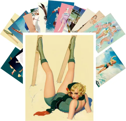 Vista 10 de PIXILUV Pinup Postal Pack 24pcs Vintage Pinup Sexy Girls Classic Sexy Girls