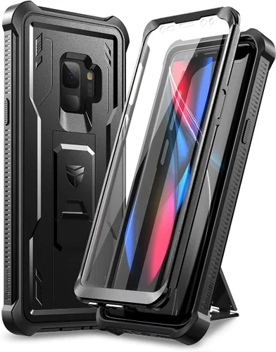 Vista 9 de Dexnor Funda para Samsung Galaxy S9, [Protector de pantalla y soporte integrados] Protección de grado militar resistente a prueba de golpes