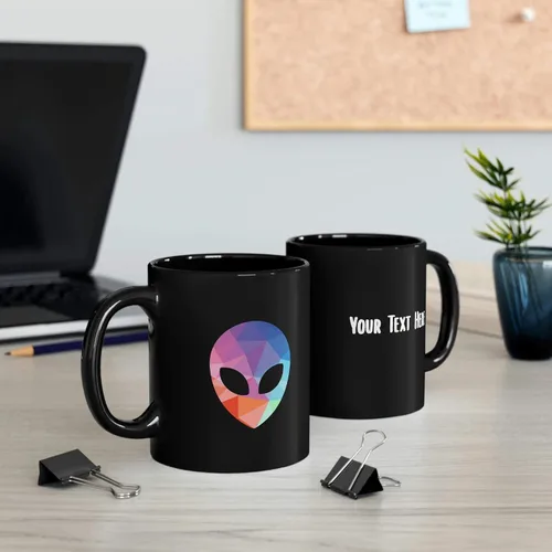 Vista 3 de Taza personalizada con cabeza de alienígena, regalos personalizados de alienígenas para mujeres y hombres, regalos de fiesta temática