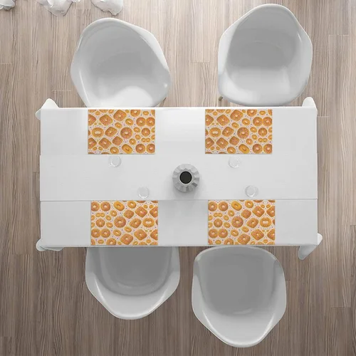 Vista 6 de Rectangular Placemats Set of 4, Heat Resistant Donuts Printed Kitchen Dining Table Mats