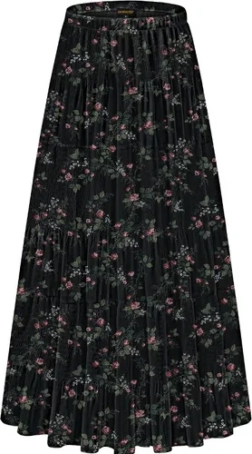 Vista 16 de NASHALYLY - Faldas largas de gasa, acampanadas, plisadas, con cintura alta y elástica para mujer Albaricoque Rosa Floral