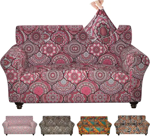 Vista 15 de Fundas elásticas para silla, fundas elásticas para sillón de 2 piezas, fundas de sofá lavables con diseño floral para sillón, protector de muebles