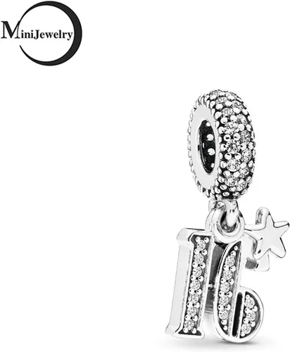 Vista 2 de Dijes de cumpleaños número 21, 30, 16, 18, 50, 60 aniversario, para pulseras Pandora Moments, regalo para esposa, mujeres, niñas, familia